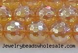 CNC618 15.5 inches 14mm faceted round plated natural white crystal beads