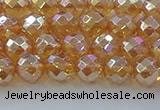 CNC620 15.5 inches 6mm faceted round plated natural white crystal beads