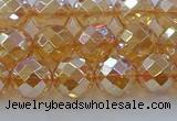 CNC621 15.5 inches 8mm faceted round plated natural white crystal beads