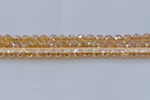 CNC621 15.5 inches 8mm faceted round plated natural white crystal beads