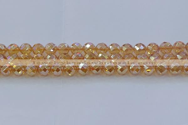 CNC622 15.5 inches 10mm faceted round plated natural white crystal beads