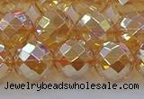 CNC623 15.5 inches 12mm faceted round plated natural white crystal beads