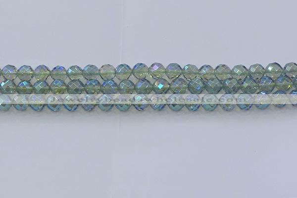 CNC628 15.5 inches 8mm faceted round plated natural white crystal beads