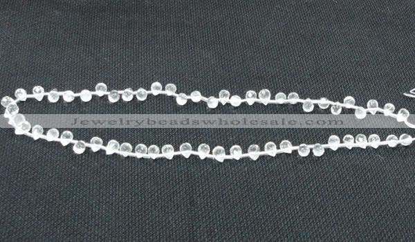 CNC64 5*7mm faceted teardrop grade A natural white crystal beads