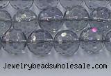 CNC640 15.5 inches 8mm faceted round plated natural white crystal beads