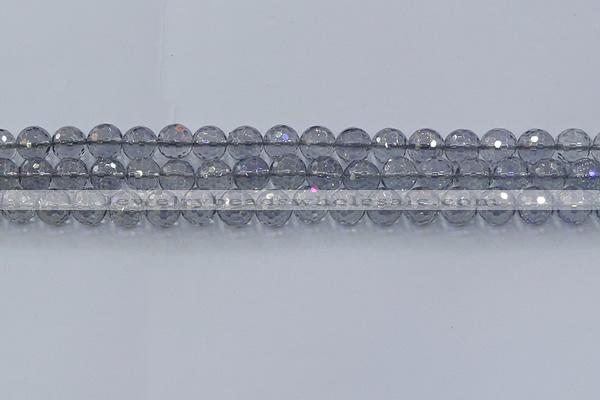 CNC640 15.5 inches 8mm faceted round plated natural white crystal beads