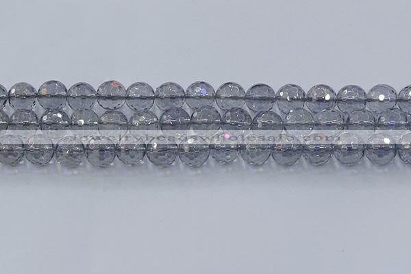 CNC642 15.5 inches 12mm faceted round plated natural white crystal beads