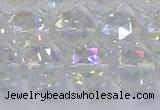 CNC648 15.5 inches 12mm faceted round plated natural white crystal beads