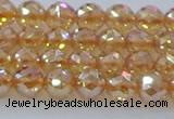 CNC651 15.5 inches 6mm faceted round plated natural white crystal beads