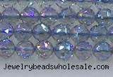 CNC657 15.5 inches 6mm faceted round plated natural white crystal beads