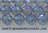 CNC658 15.5 inches 8mm faceted round plated natural white crystal beads