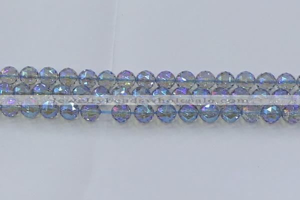 CNC659 15.5 inches 10mm faceted round plated natural white crystal beads