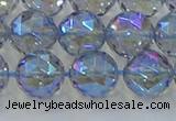 CNC660 15.5 inches 12mm faceted round plated natural white crystal beads