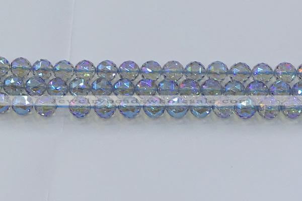 CNC660 15.5 inches 12mm faceted round plated natural white crystal beads