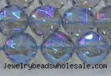 CNC661 15.5 inches 14mm faceted round plated natural white crystal beads