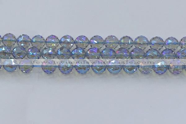 CNC661 15.5 inches 14mm faceted round plated natural white crystal beads