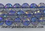 CNC663 15.5 inches 6mm faceted round plated natural white crystal beads