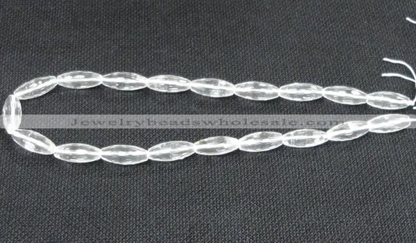 CNC67 8*20mm faceted rice grade A natural white crystal beads