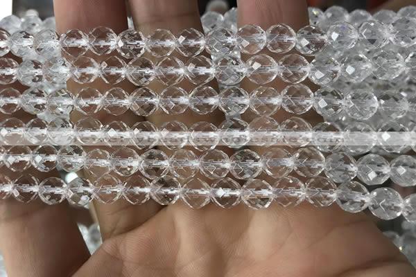 CNC702 15.5 inches 6mm faceted round white crystal beads