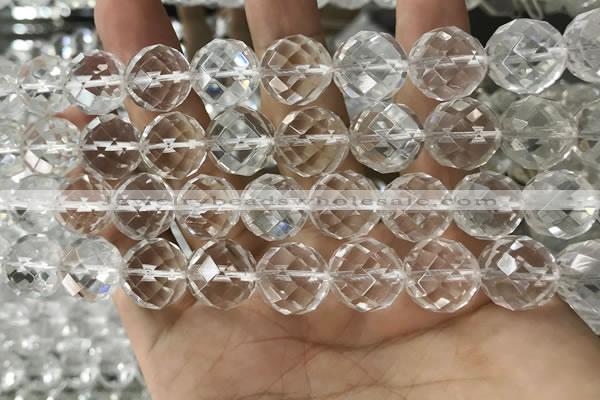 CNC708 15.5 inches 18mm faceted round white crystal beads