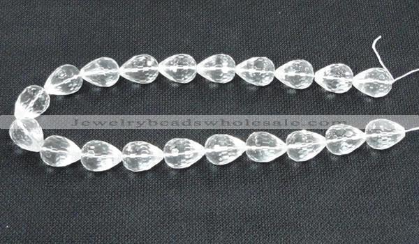 CNC74 8*12mm faceted teardrop grade A natural white crystal beads