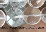 CNC745 15.5 inches 10mm faceted coin white crystal beads