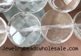 CNC746 15.5 inches 12mm faceted coin white crystal beads