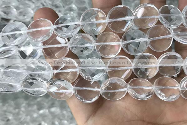 CNC750 15.5 inches 20mm faceted coin white crystal beads