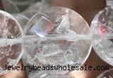 CNC817 15.5 inches 18mm faceted coin white crystal beads