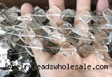 CNC834 14*14mm twisted diamond white crystal & smoky quartz beads