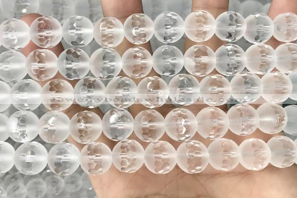 CNC853 15.5 inches 12mm faceted round white crystal beads