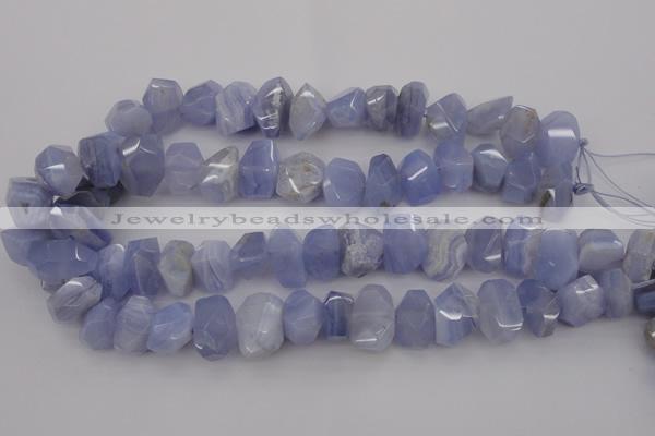 CNG1037 12*16mm - 15*20mm faceted nuggets blue lace agate beads