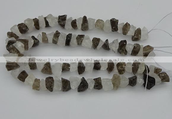 CNG1130 8*12mm - 13*18mm nuggets white crystal & smoky quartz beads