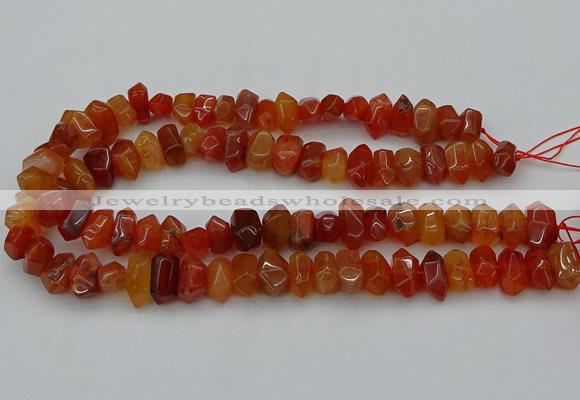 CNG1170 15.5 inches 8*14mm - 10*18mm faceted nuggets carnelian beads