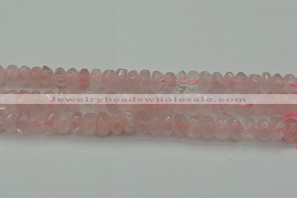 CNG1177 15.5 inches 6*14mm - 8*14mm nuggets rose quartz beads