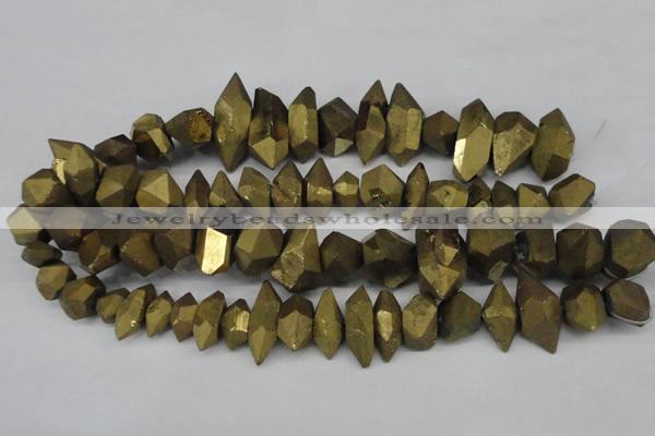 CNG1301 15.5 inches 10*20mm - 15*30mm faceted nuggets plated quartz beads