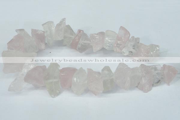 CNG1310 15*22mm – 16*35mm nuggets white crystal & rose quartz beads