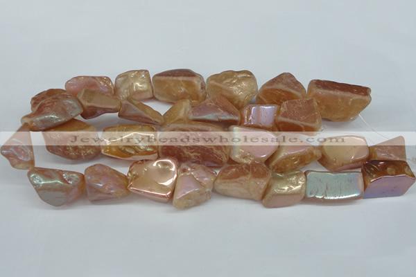 CNG1321 15.5 inches 15*30mm – 25*35mm nuggets plated quartz beads