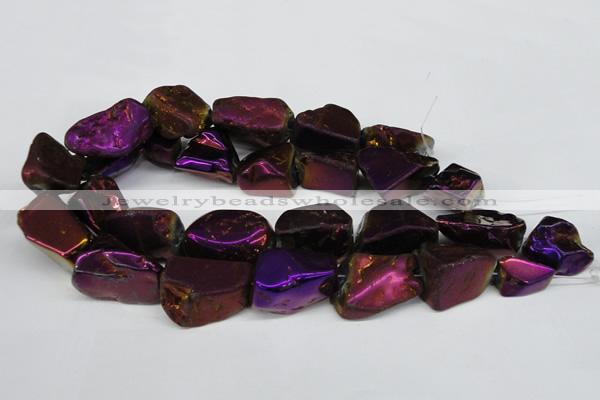 CNG1323 15.5 inches 15*30mm – 25*35mm nuggets plated quartz beads