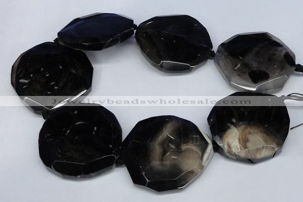 CNG1350 15.5 inches 52*55mm faceted freeform agate beads