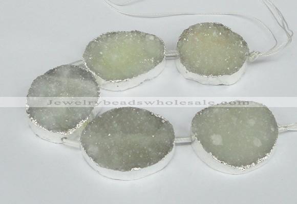 CNG1490 8 inches 30*35mm - 35*45mm freeform agate beads with brass setting