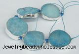 CNG1492 8 inches 30*35mm - 35*45mm freeform agate beads with brass setting