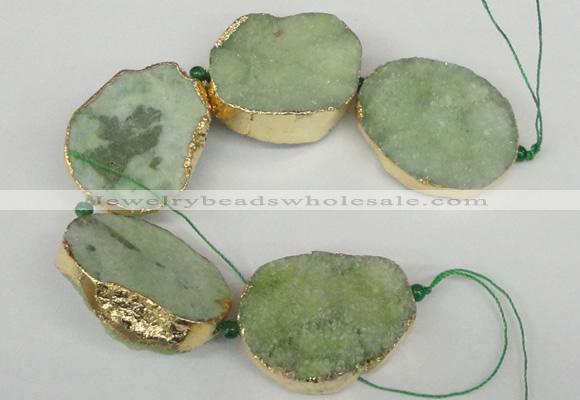 CNG1500 8 inches 30*35mm - 35*45mm freeform agate beads with brass setting