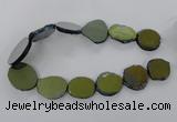 CNG1502 15.5 inches 22*25mm - 30*35mm freeform plated agate beads