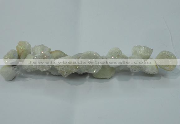 CNG1535 7.5 inches 10*14mm - 15*20mm nuggets plated druzy agate beads