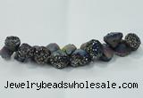 CNG1537 7.5 inches 10*14mm - 15*20mm nuggets plated druzy agate beads