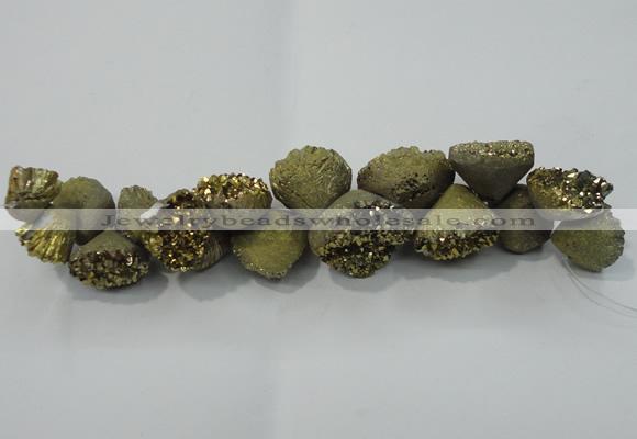 CNG1538 7.5 inches 10*14mm - 15*20mm nuggets plated druzy agate beads