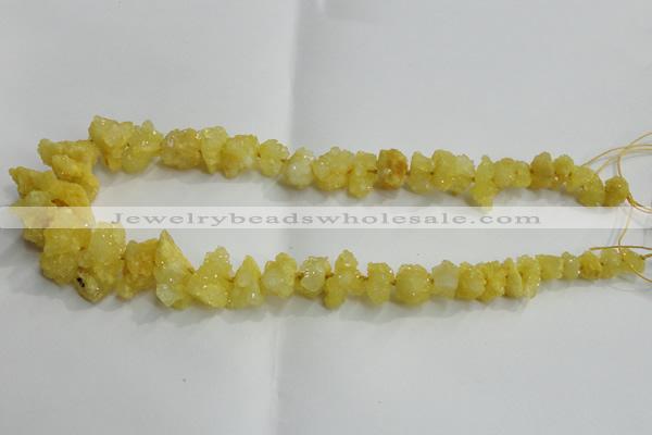 CNG1544 15.5 inches 6*8mm - 15*20mm nuggets plated druzy quartz beads