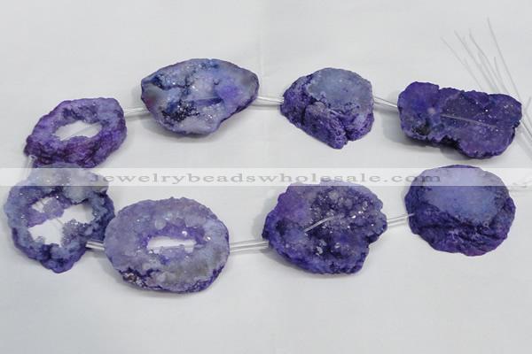 CNG1562 30*35mm - 35*40mm freeform plated druzy agate beads