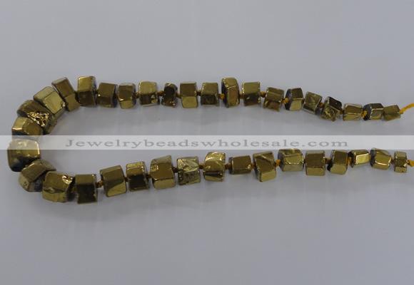 CNG1582 15.5 inches 8*12mm - 12*20mm nuggets plated quartz beads